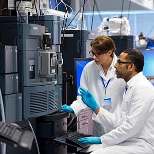 scientists in chemical control laboratory